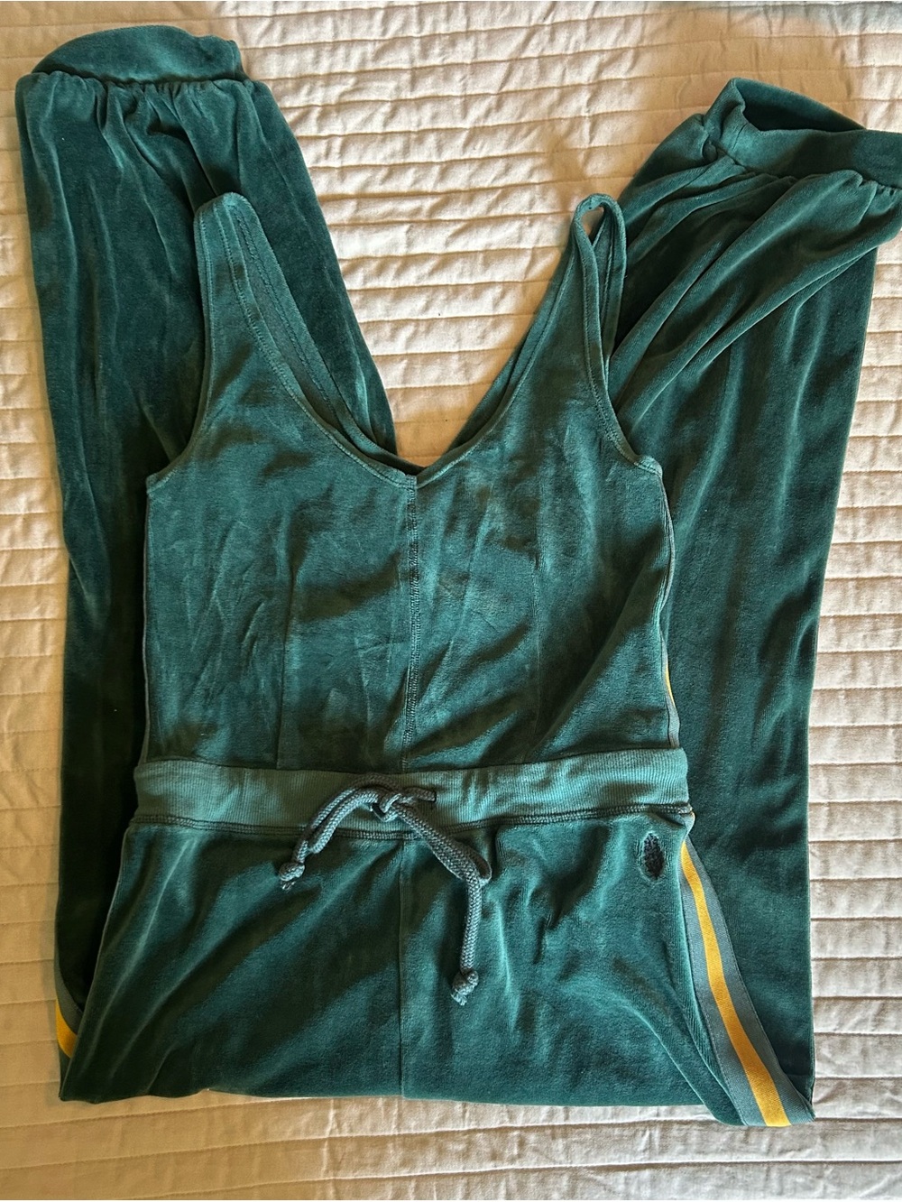 FP Movement Velvet Forest Green Jumpsuit with Drawstring Waist - Picture 7 of 9
